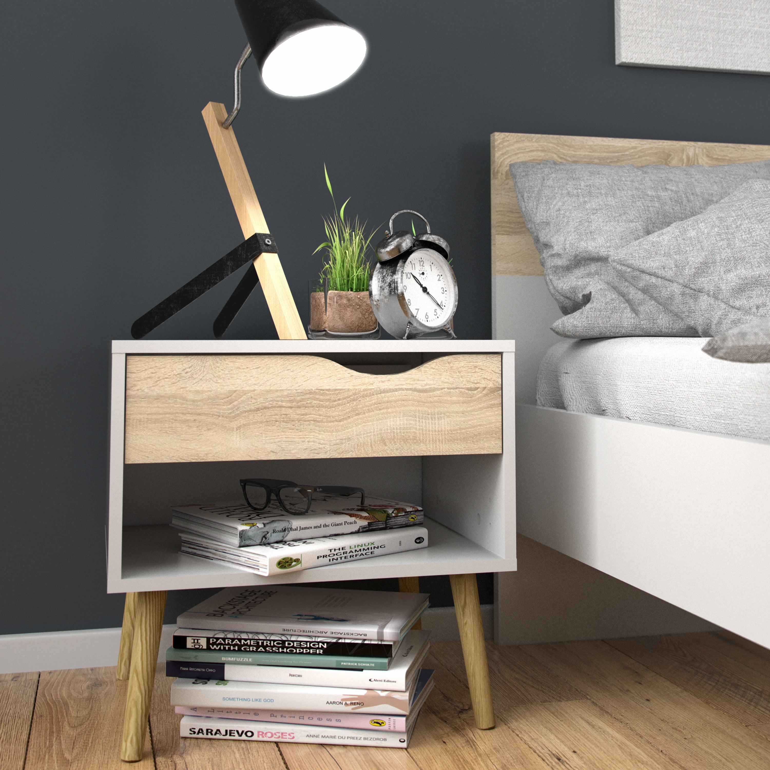 Oakley 3 Piece Bedroom Set White & Oak