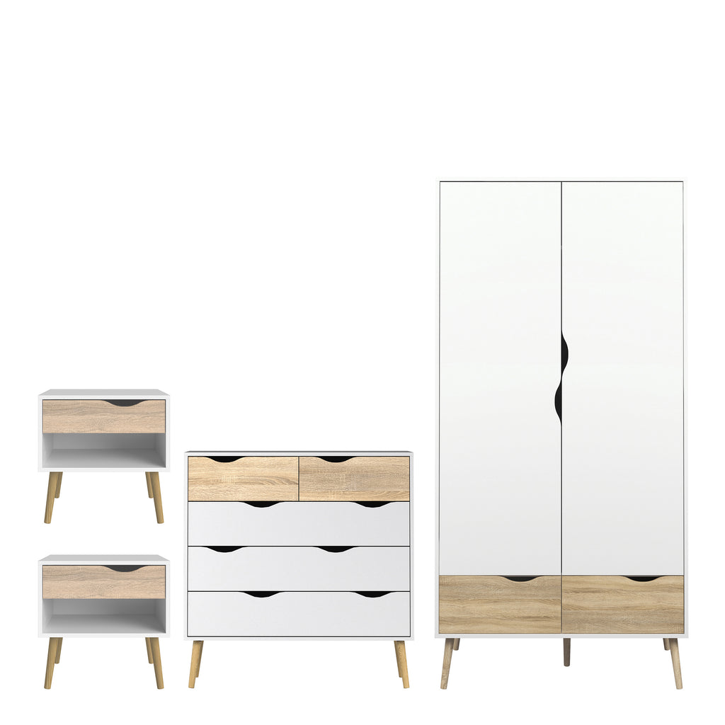 Oakley 4 Piece Bedroom Set White & Oak