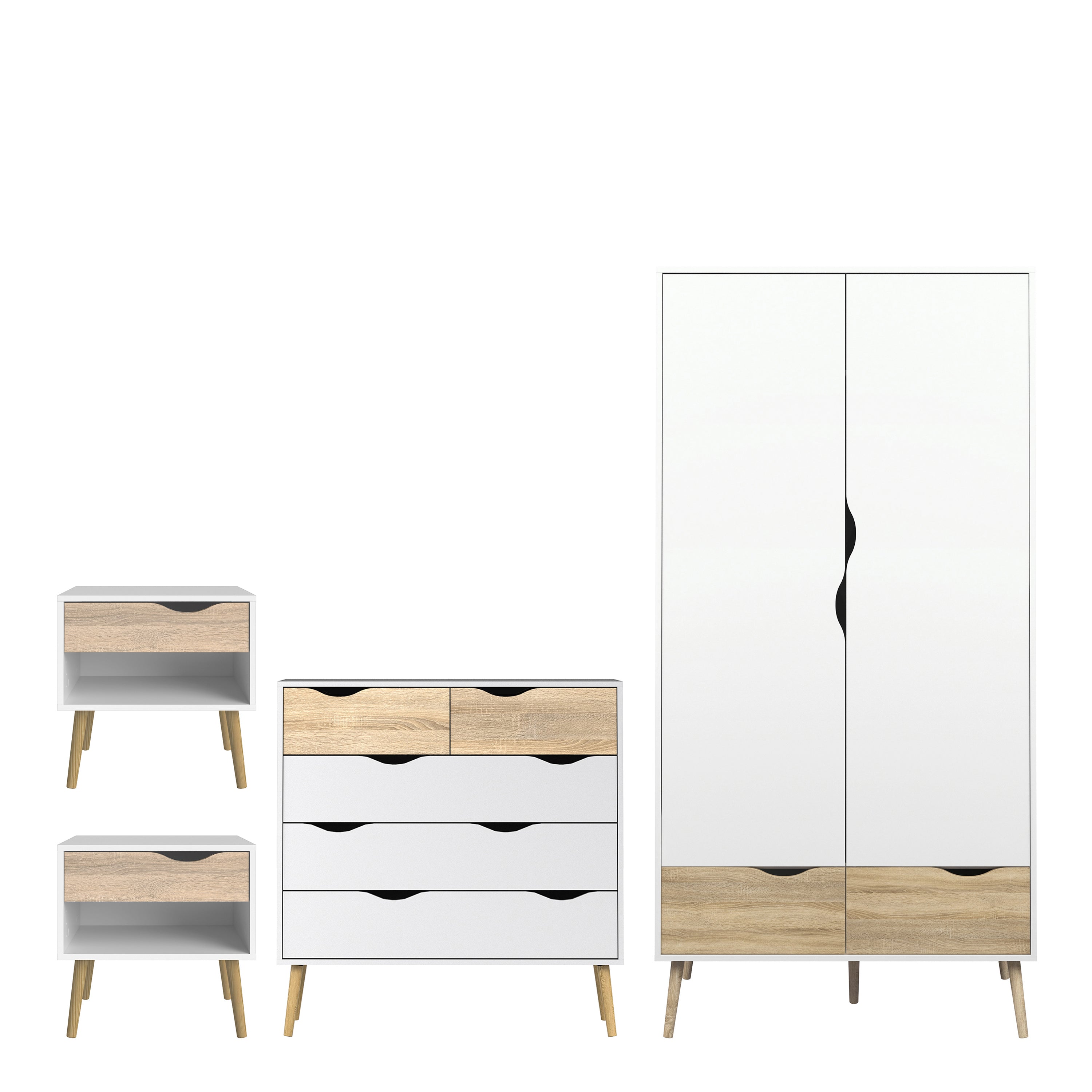 Oakley 4 Piece Bedroom Set White & Oak