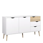 Oakley Sideboard Large 3 Drawers 2 Doors in White and Oak