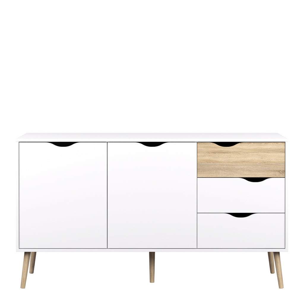 Oakley Sideboard Large 3 Drawers 2 Doors in White and Oak
