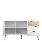 Oakley Sideboard Large 3 Drawers 2 Doors in White and Oak