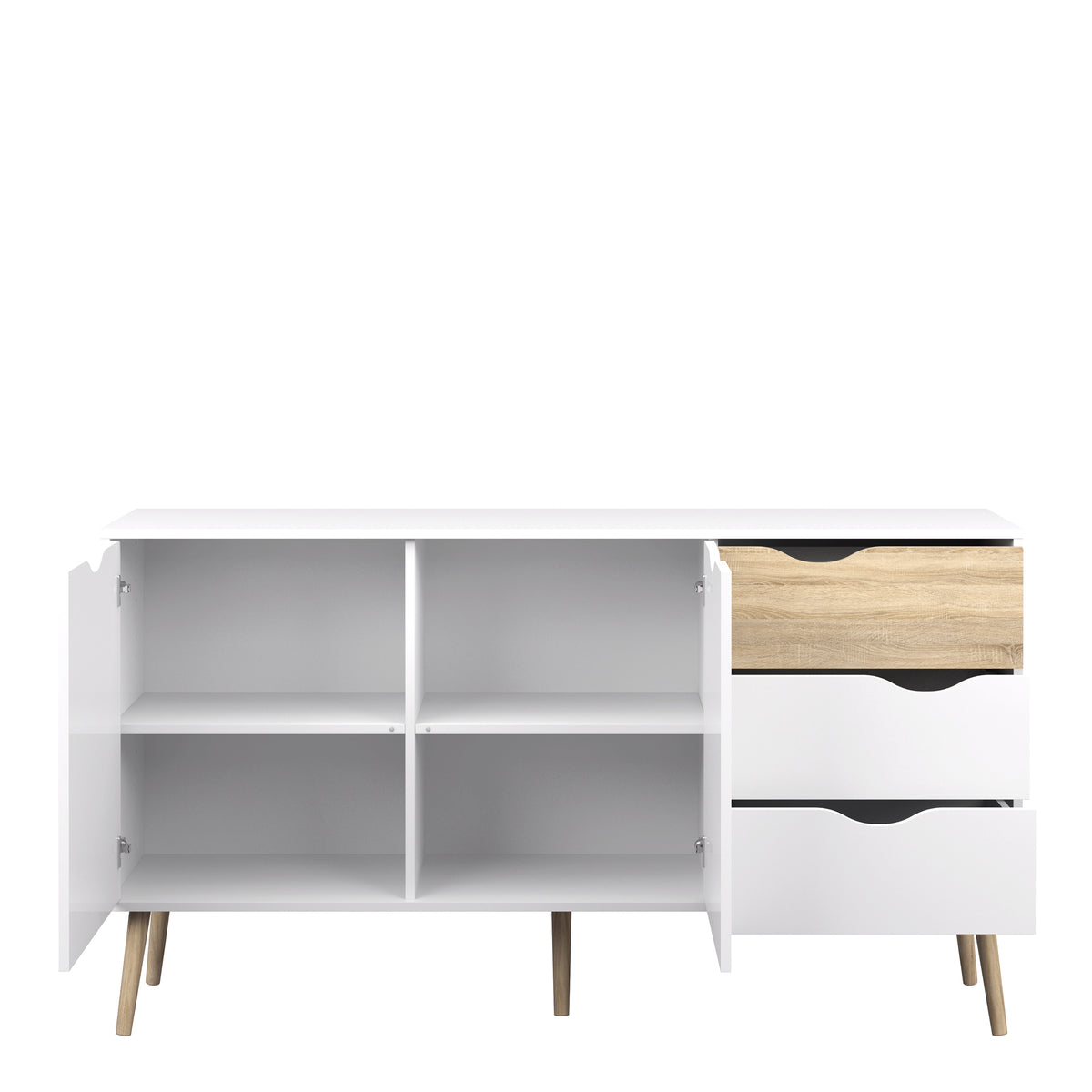 Oakley Sideboard Large 3 Drawers 2 Doors in White and Oak
