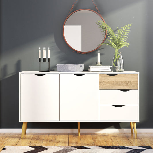 Oakley Sideboard Large 3 Drawers 2 Doors in White and Oak