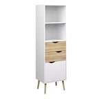 Oakley Bookcase 2 Drawers 1 Door in White and Oak