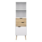 Oakley Bookcase 2 Drawers 1 Door in White and Oak