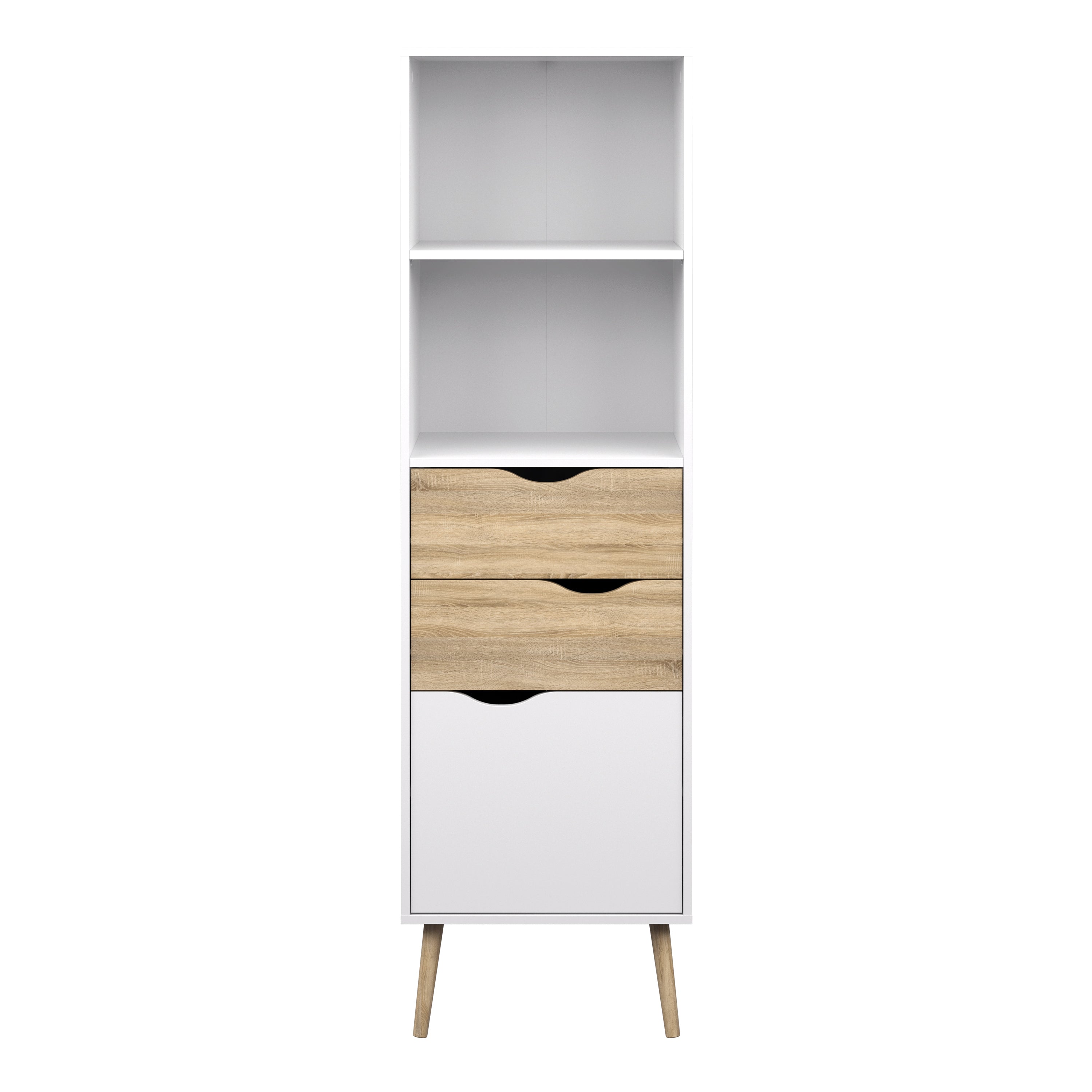 Oakley Bookcase 2 Drawers 1 Door in White and Oak