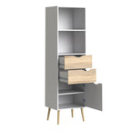 Oakley Bookcase 2 Drawers 1 Door in White and Oak