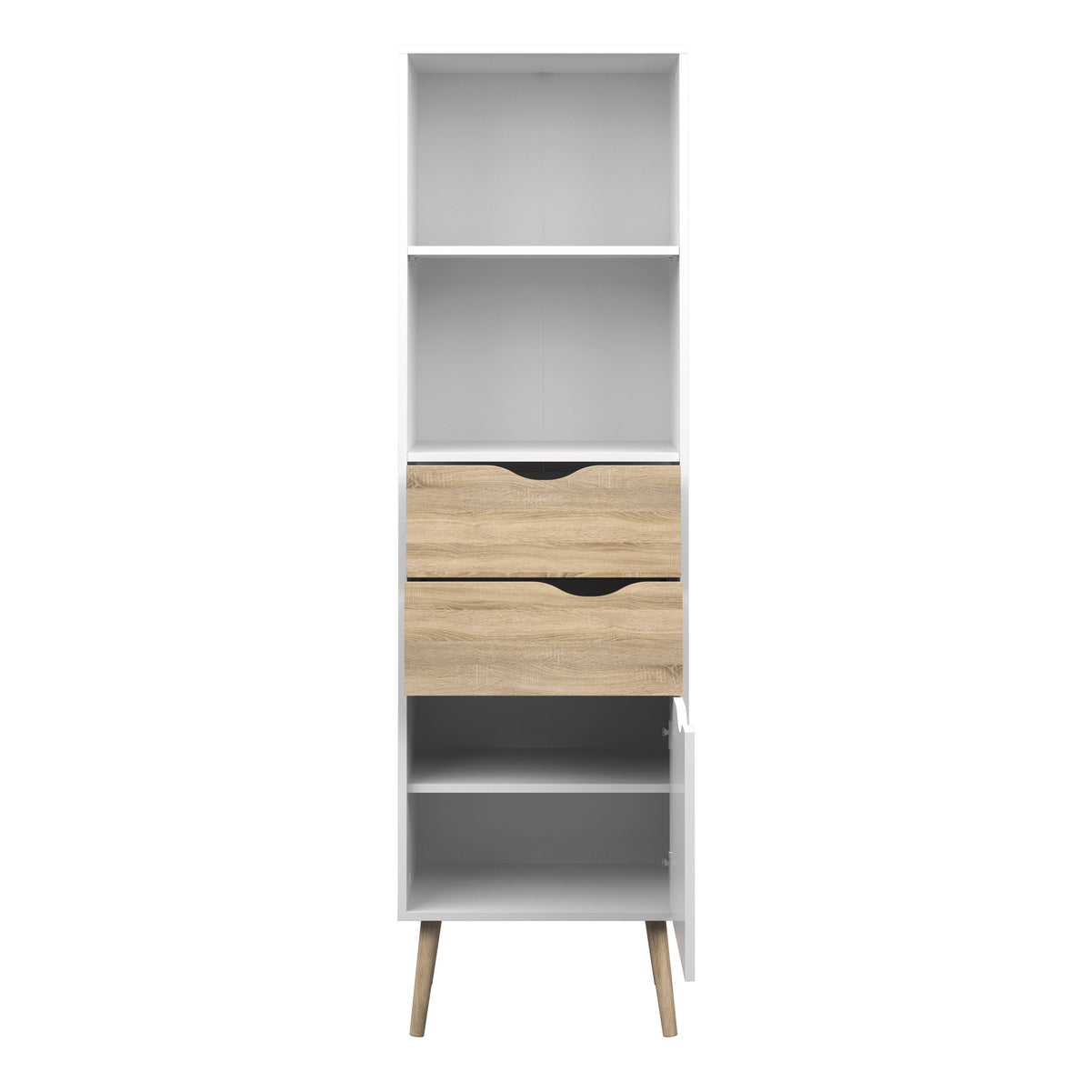 Oakley Bookcase 2 Drawers 1 Door in White and Oak
