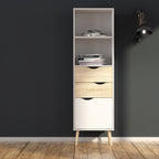 Oakley Bookcase 2 Drawers 1 Door in White and Oak