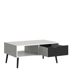 Oakley Coffee Table with 1 Drawer/ 1 Shelf in White and Black Matt