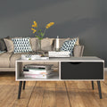 Oakley Coffee Table with 1 Drawer/ 1 Shelf in White and Black Matt