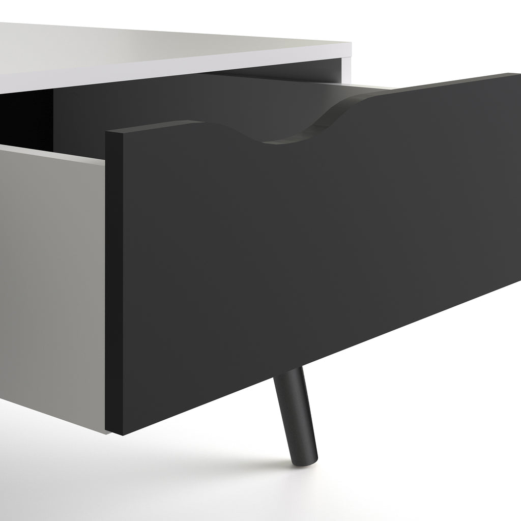 Oakley Coffee Table with 1 Drawer/ 1 Shelf in White and Black Matt
