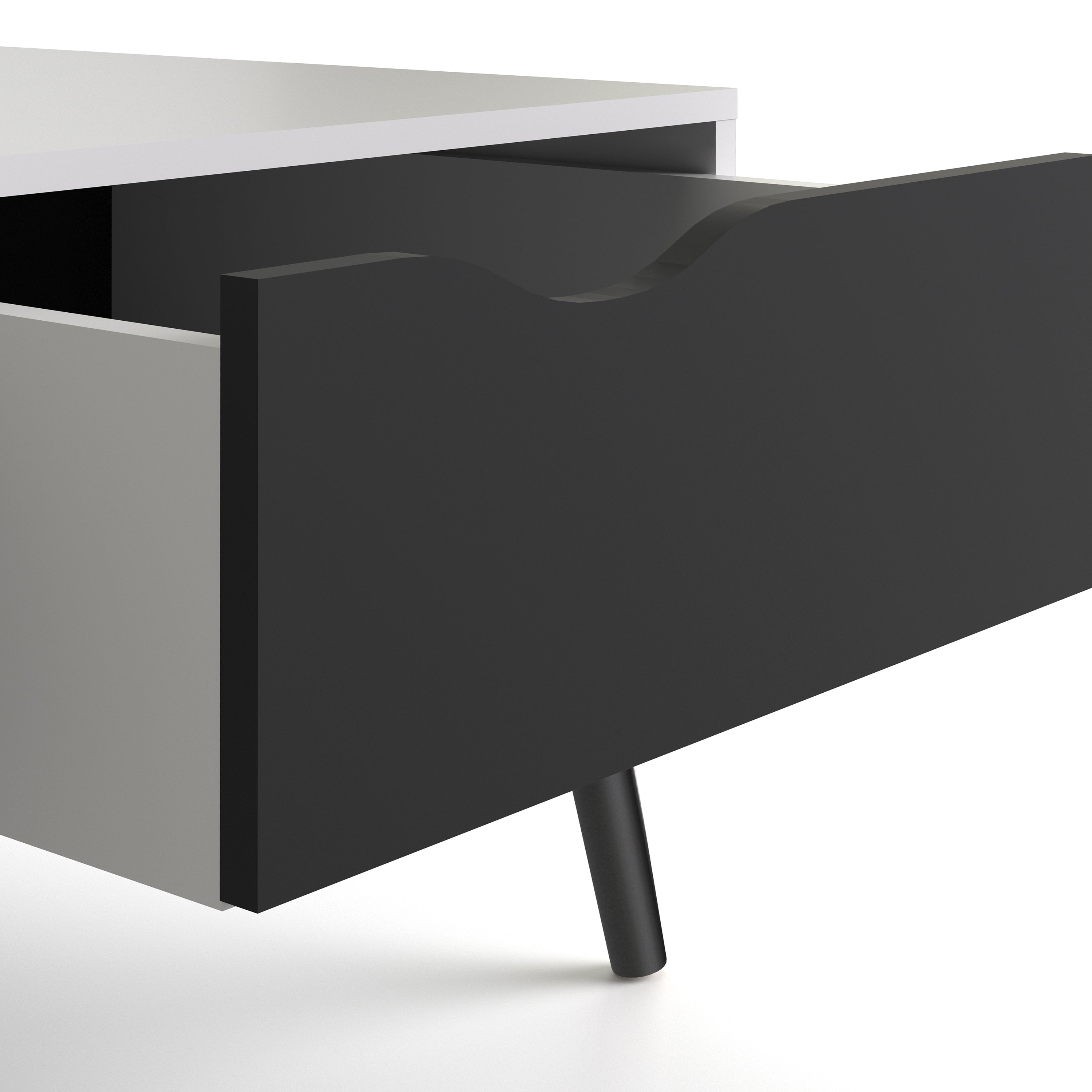Oakley Coffee Table with 1 Drawer/ 1 Shelf in White and Black Matt