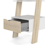 Oakley Leaning Ladder Bookcase 1 Drawer in White and Oak
