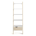 Oakley Leaning Ladder Bookcase 1 Drawer in White and Oak