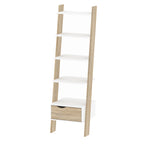 Oakley Leaning Ladder Bookcase 1 Drawer in White and Oak