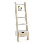 Oakley Leaning Ladder Bookcase 1 Drawer in White and Oak