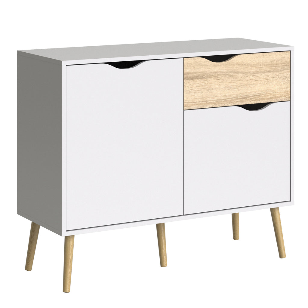 Oakley Sideboard Small 1 Drawer 2 Doors in White and Oak