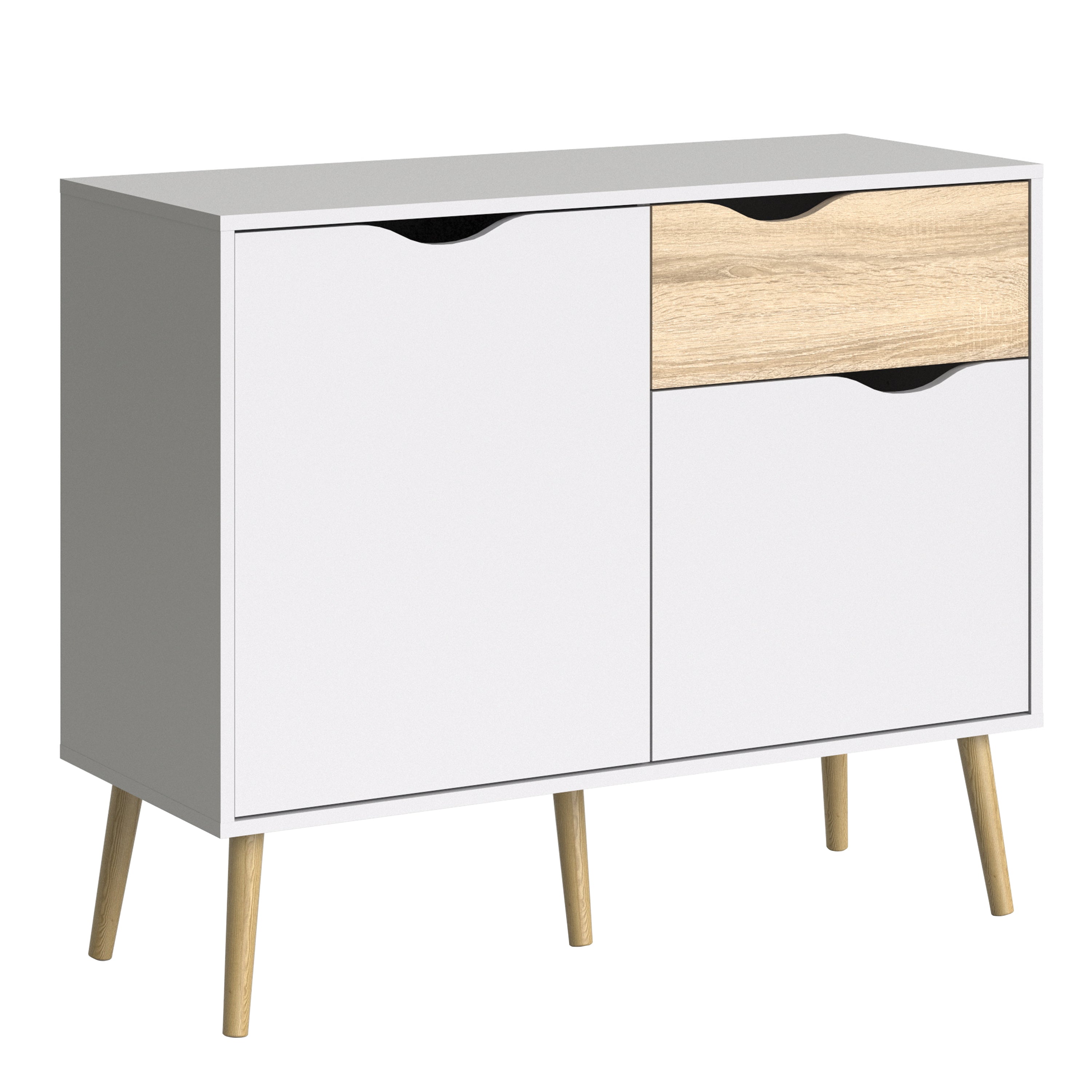 Oakley Sideboard Small 1 Drawer 2 Doors in White and Oak