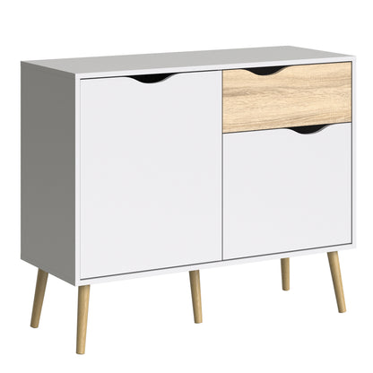 Oakley Sideboard Small 1 Drawer 2 Doors in White and Oak