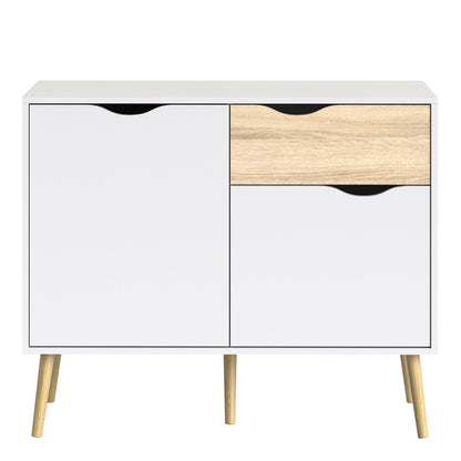 Oakley Sideboard Small 1 Drawer 2 Doors in White and Oak