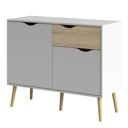 Oakley Sideboard Small 1 Drawer 2 Doors in White and Oak