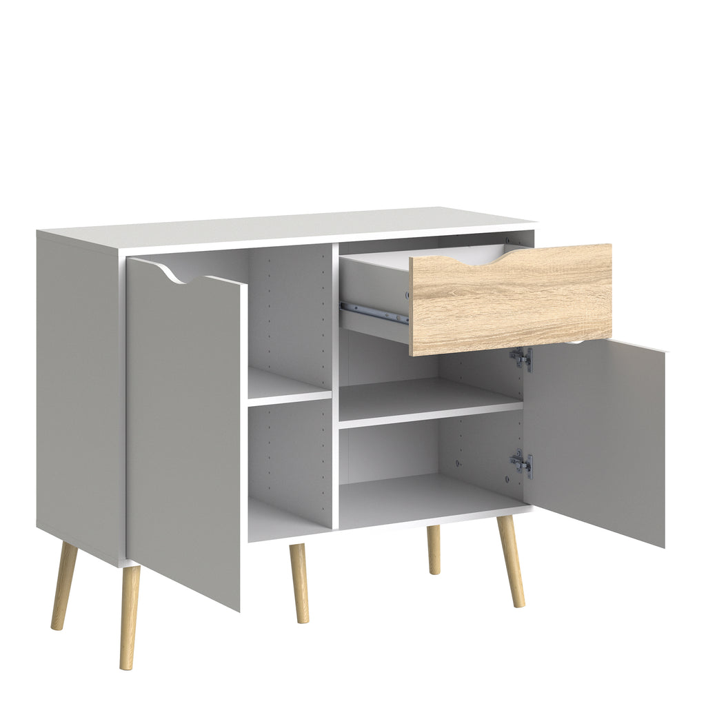 Oakley Sideboard Small 1 Drawer 2 Doors in White and Oak