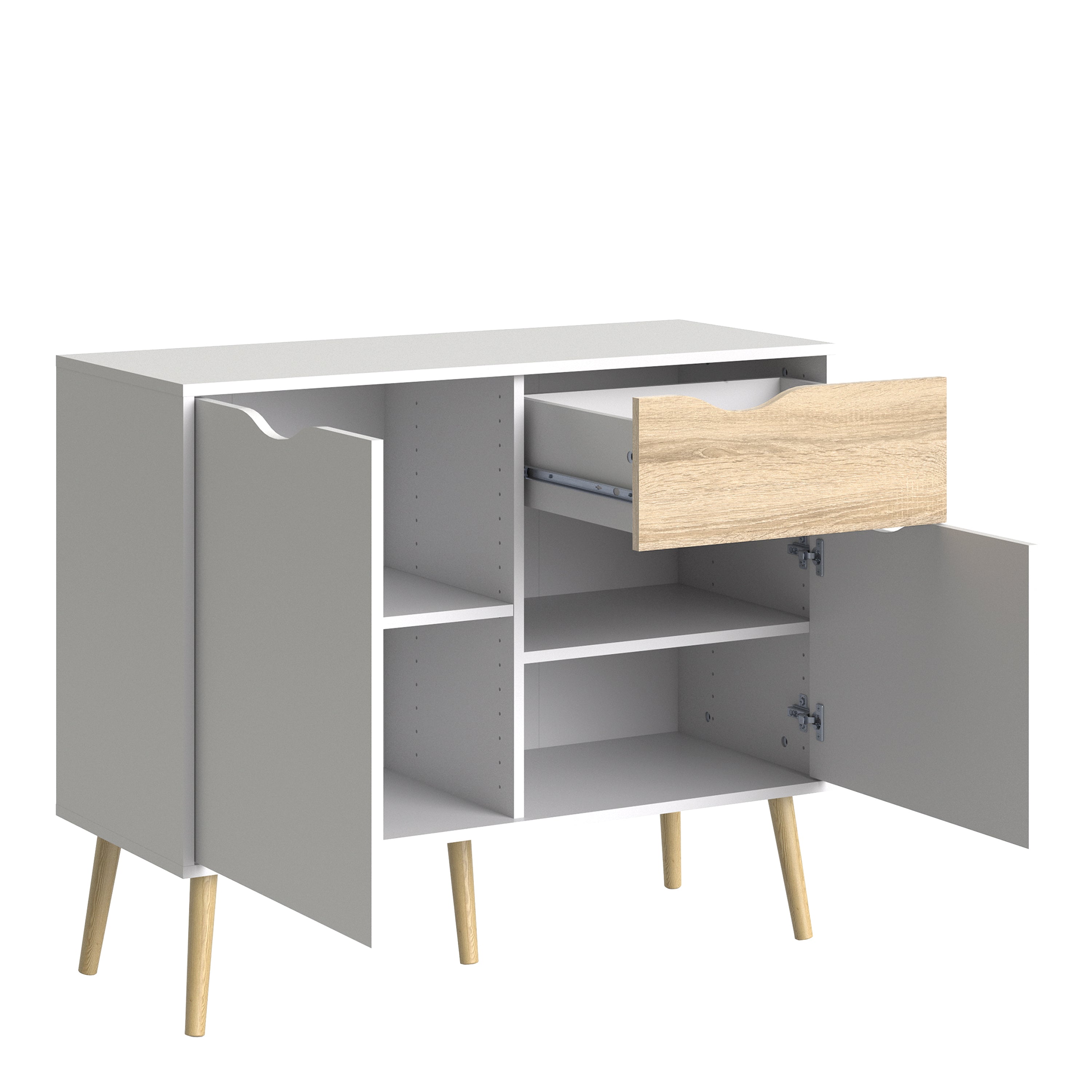 Oakley Sideboard Small 1 Drawer 2 Doors in White and Oak