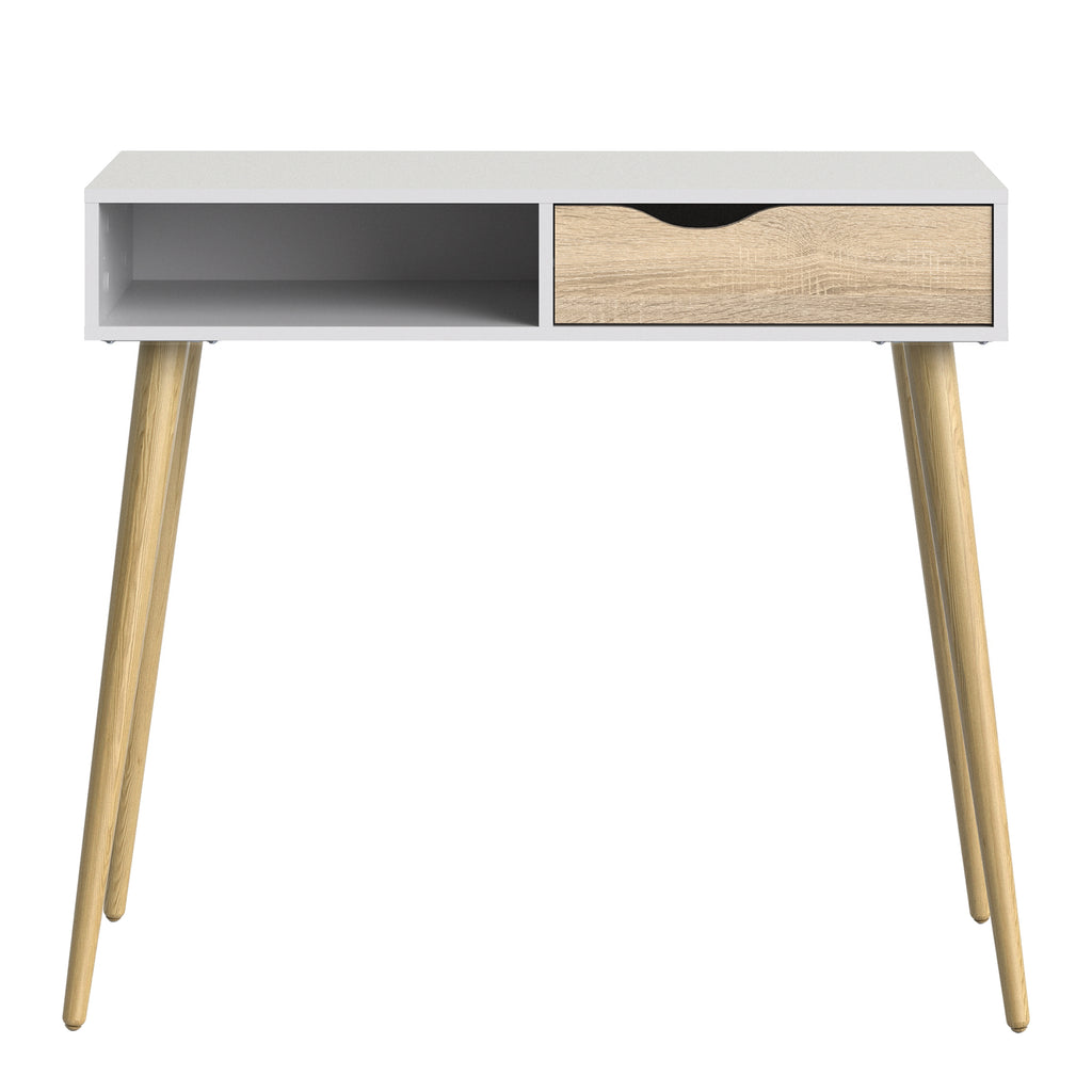 Oakley Console Table 1 Drawer 1 Shelf in White and Oak