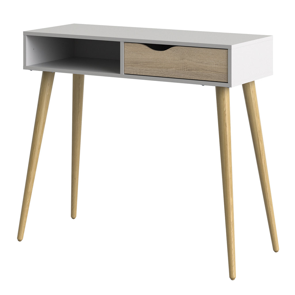 Oakley Console Table 1 Drawer 1 Shelf in White and Oak
