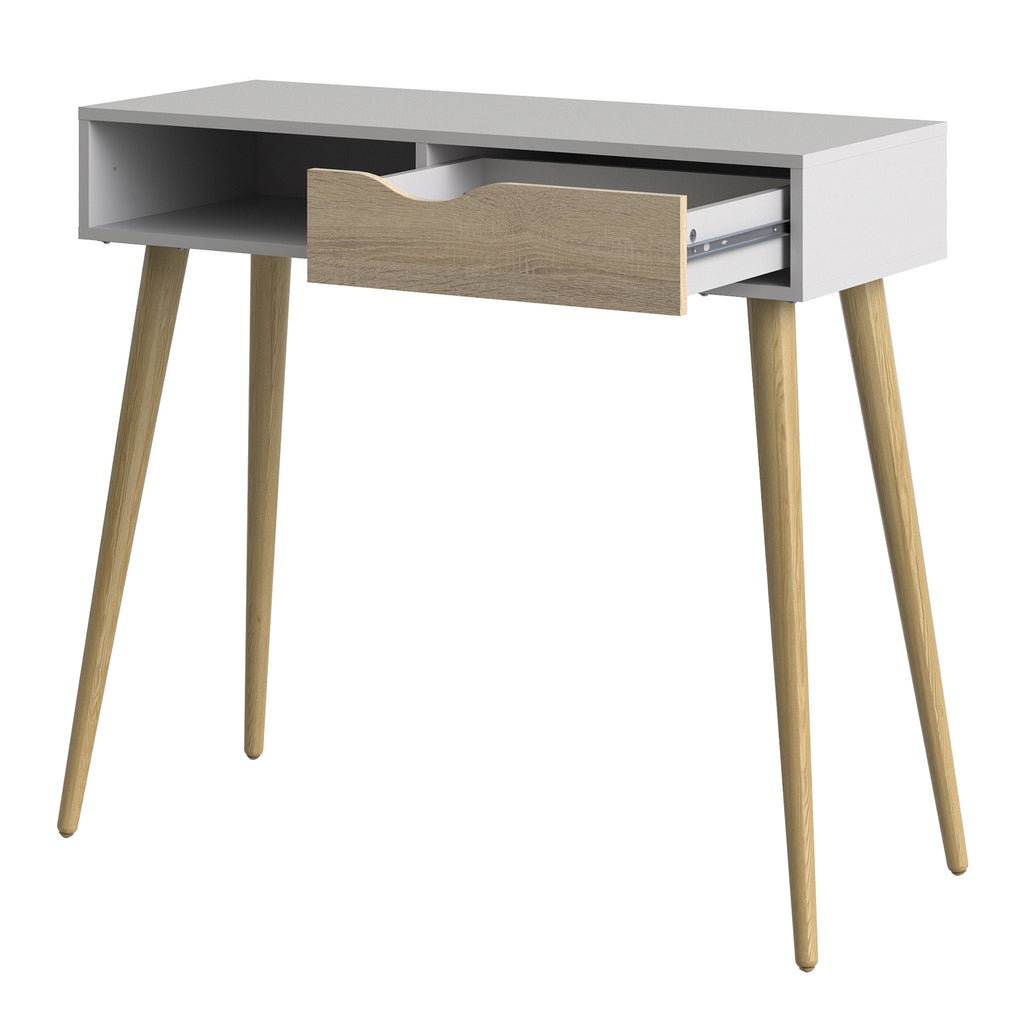 Oakley Console Table 1 Drawer 1 Shelf in White and Oak