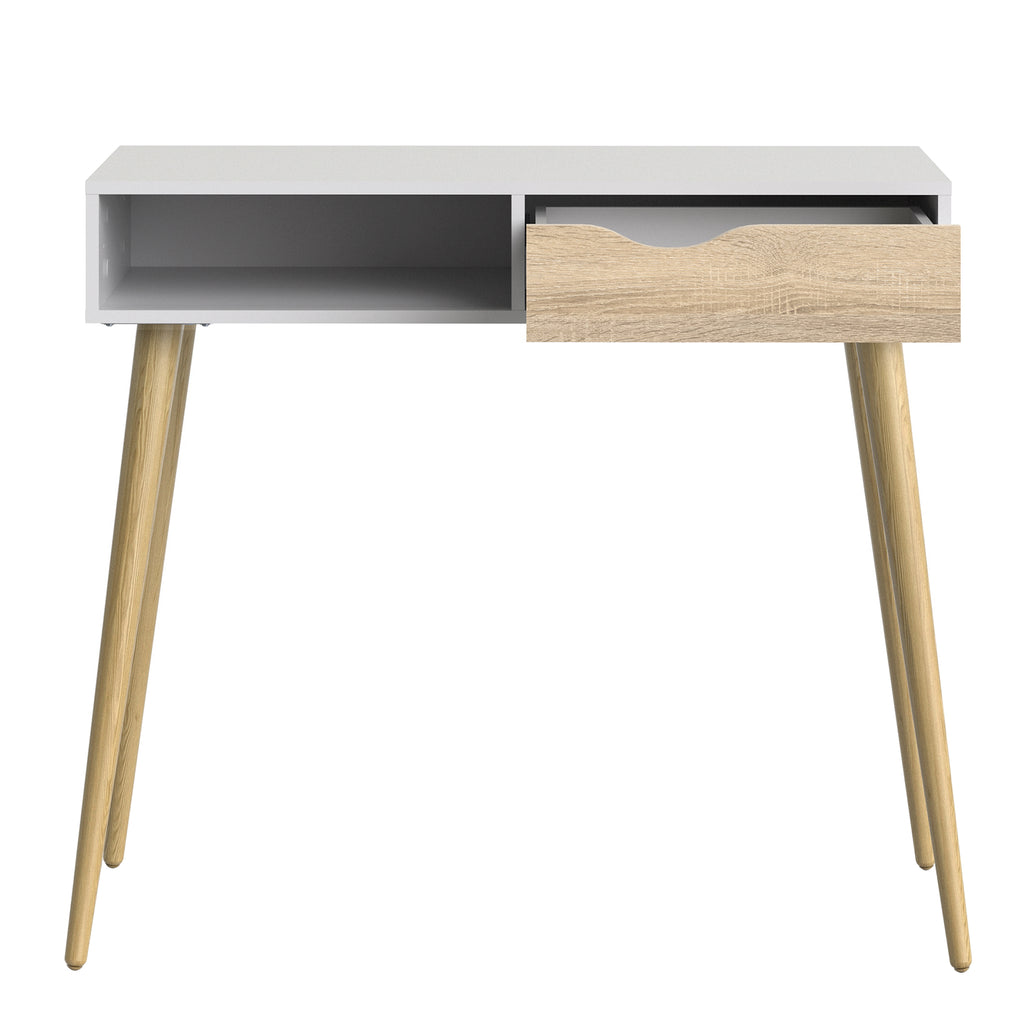 Oakley Console Table 1 Drawer 1 Shelf in White and Oak