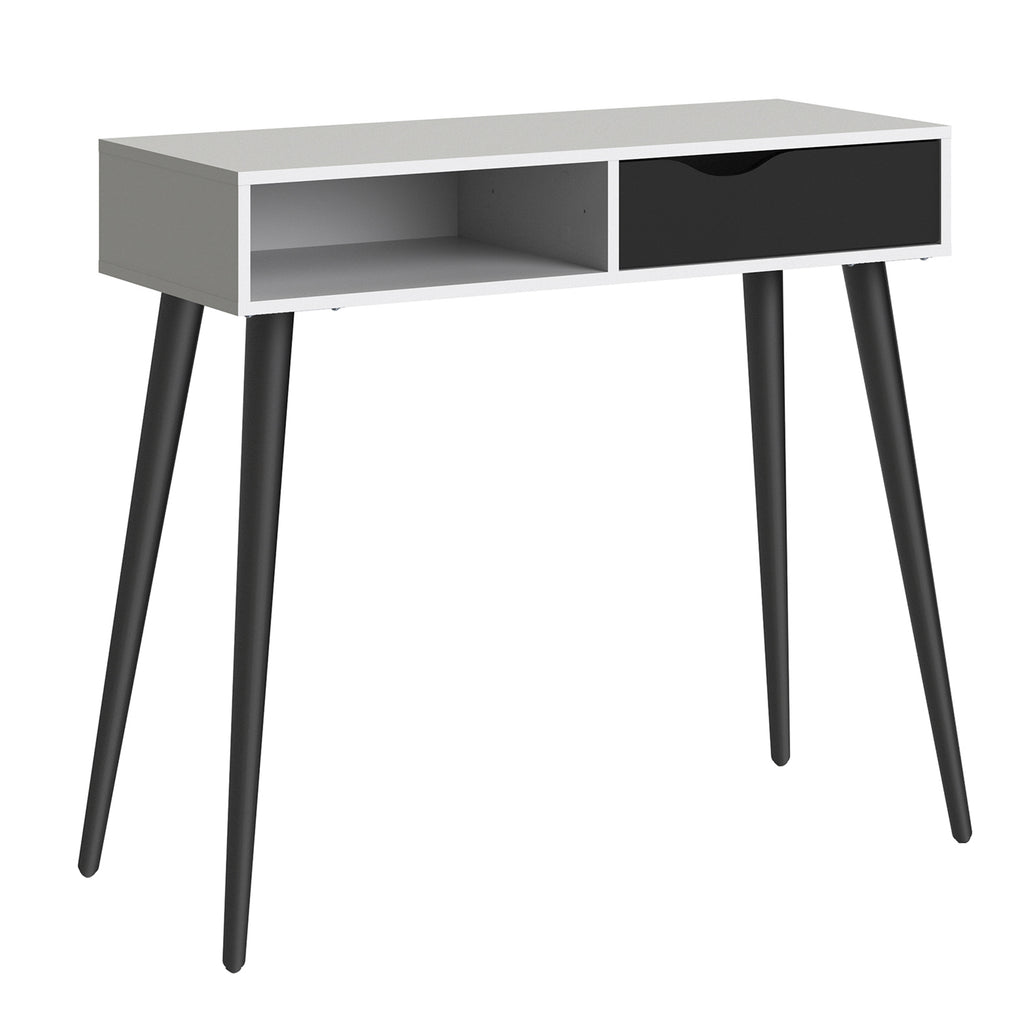 Oakley Console Table 1 Drawer 1 Shelf in White and Black Matt