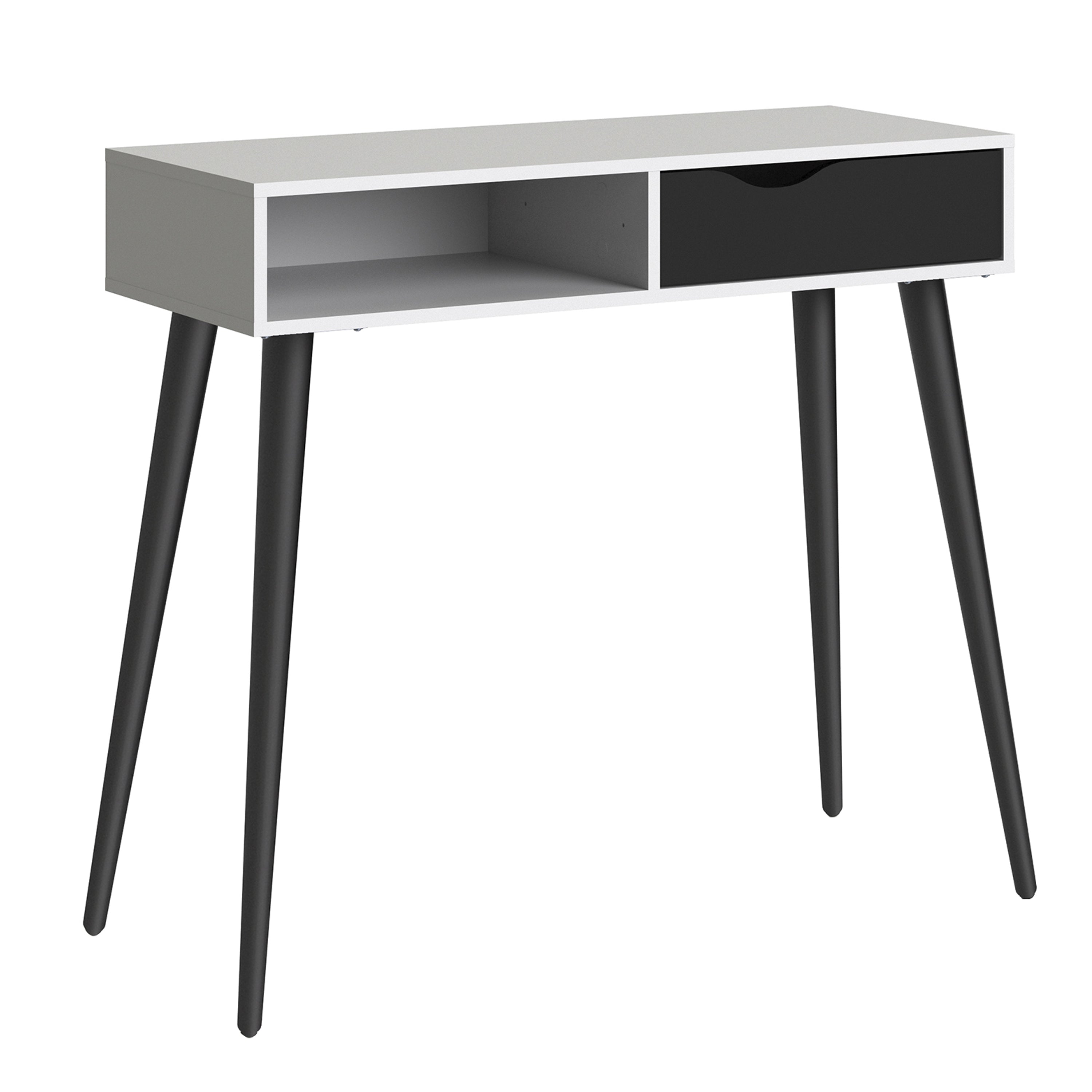 Oakley Console Table 1 Drawer 1 Shelf in White and Black Matt