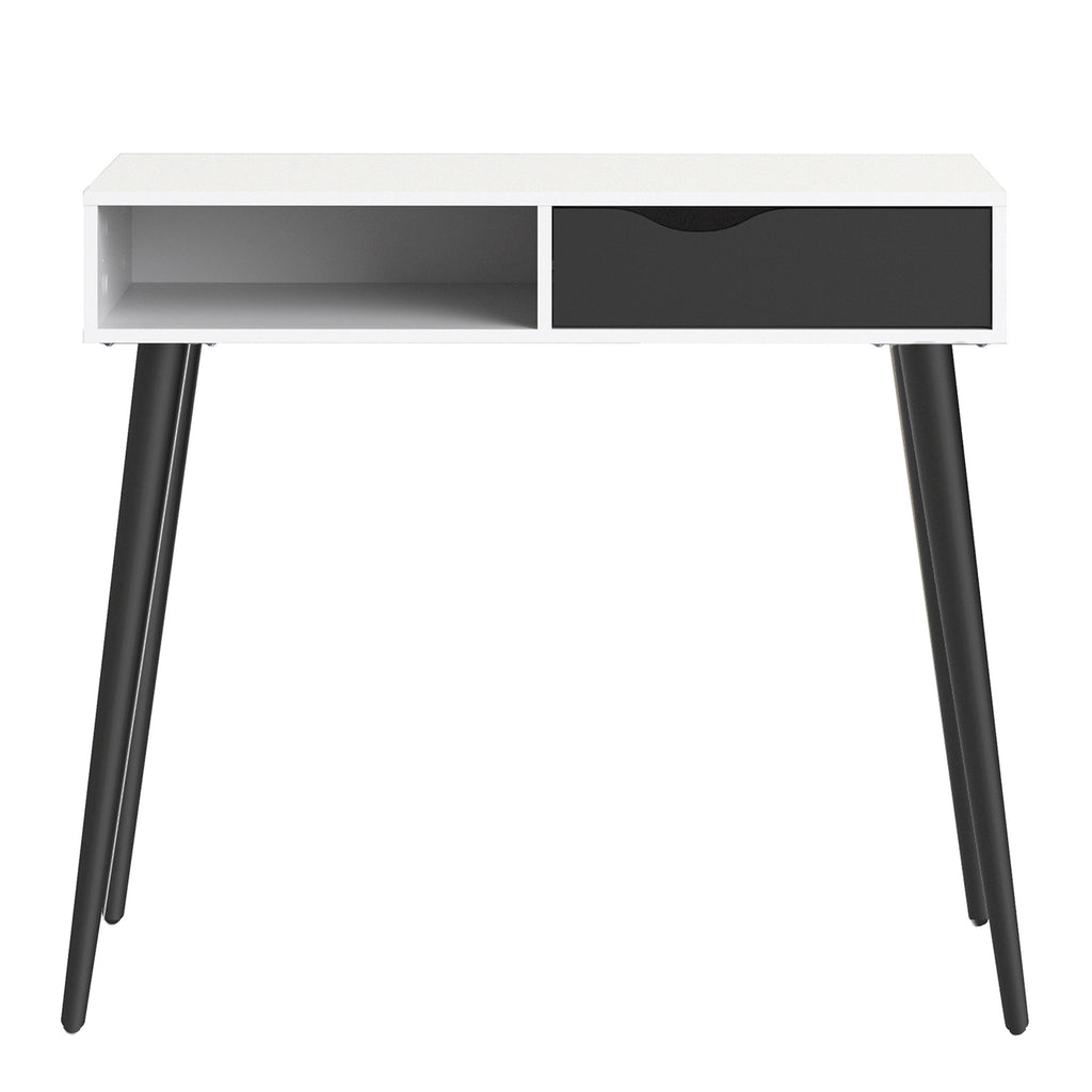Oakley Console Table 1 Drawer 1 Shelf in White and Black Matt