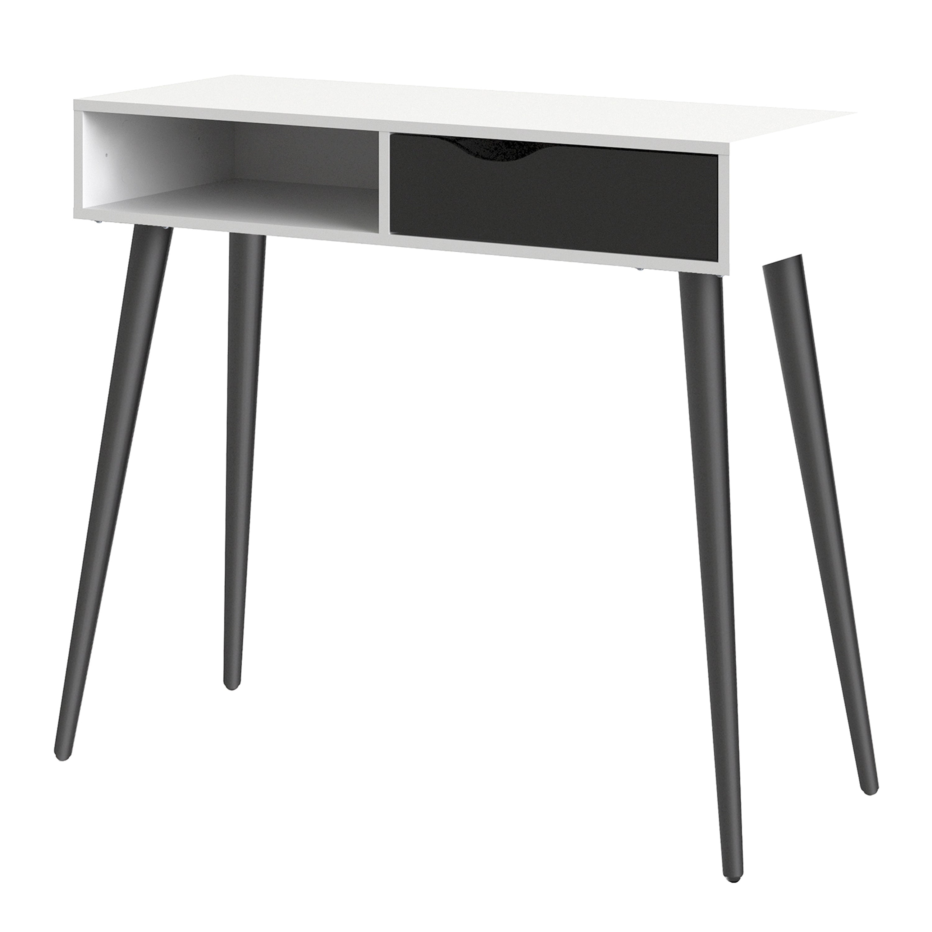 Oakley Console Table 1 Drawer 1 Shelf in White and Black Matt