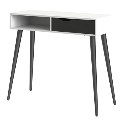 Oakley Console Table 1 Drawer 1 Shelf in White and Black Matt