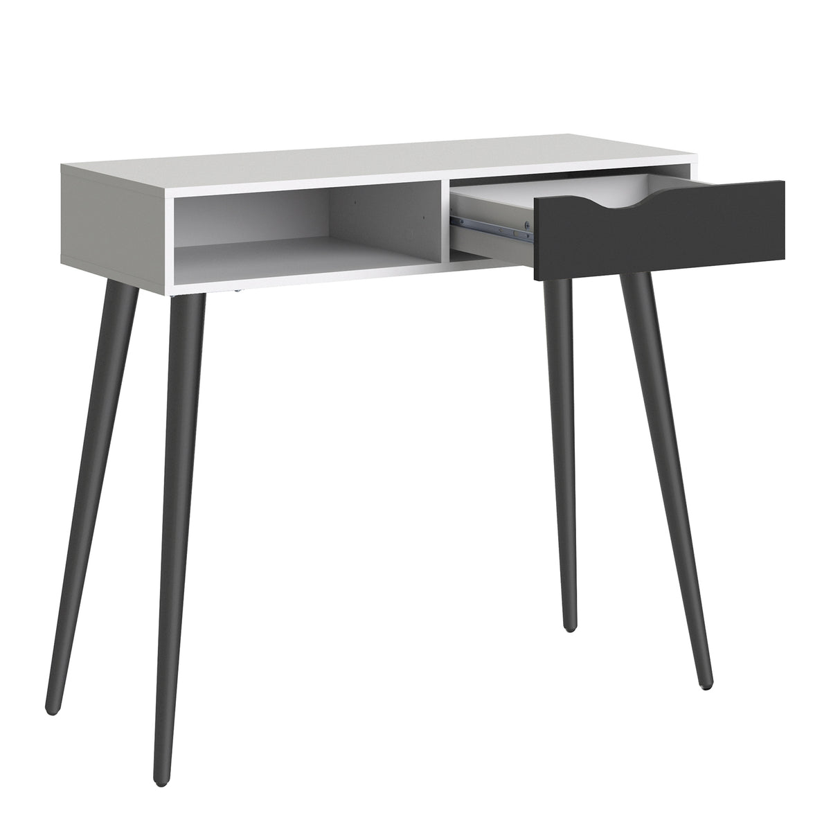 Oakley Console Table 1 Drawer 1 Shelf in White and Black Matt