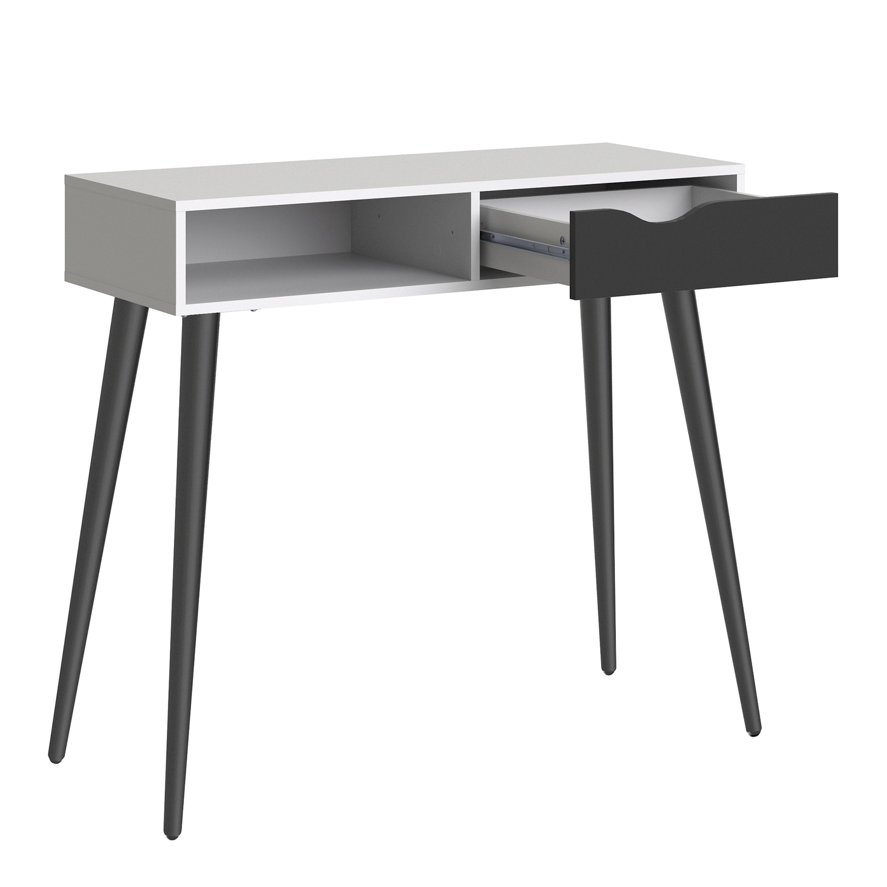 Oakley Console Table 1 Drawer 1 Shelf in White and Black Matt