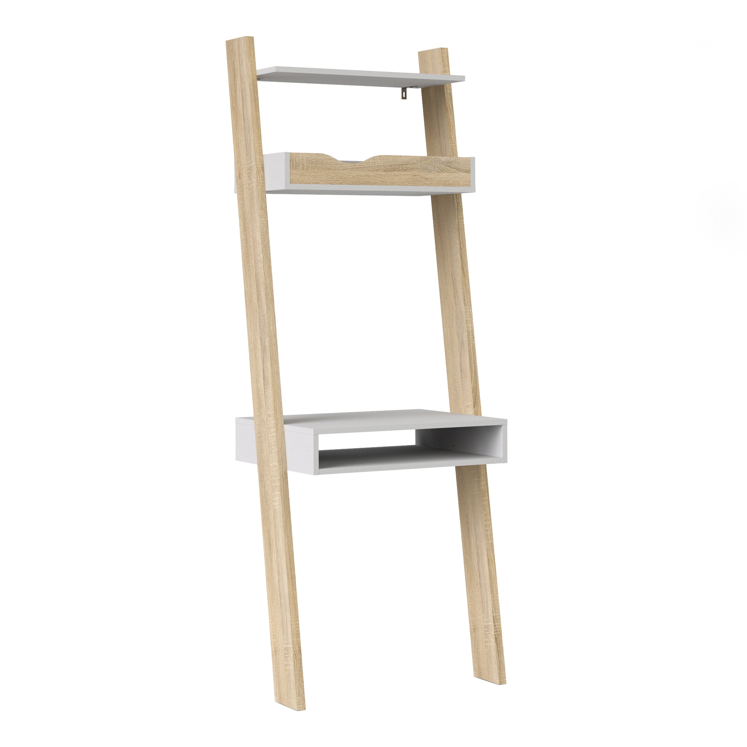 Oakley Leaning Ladder Desk in White and Oak