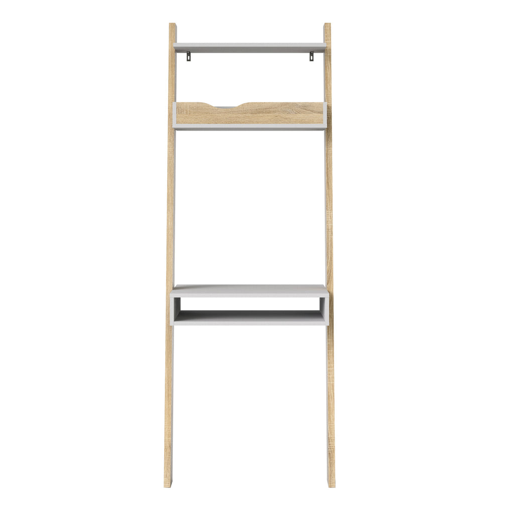 Oakley Leaning Ladder Desk in White and Oak