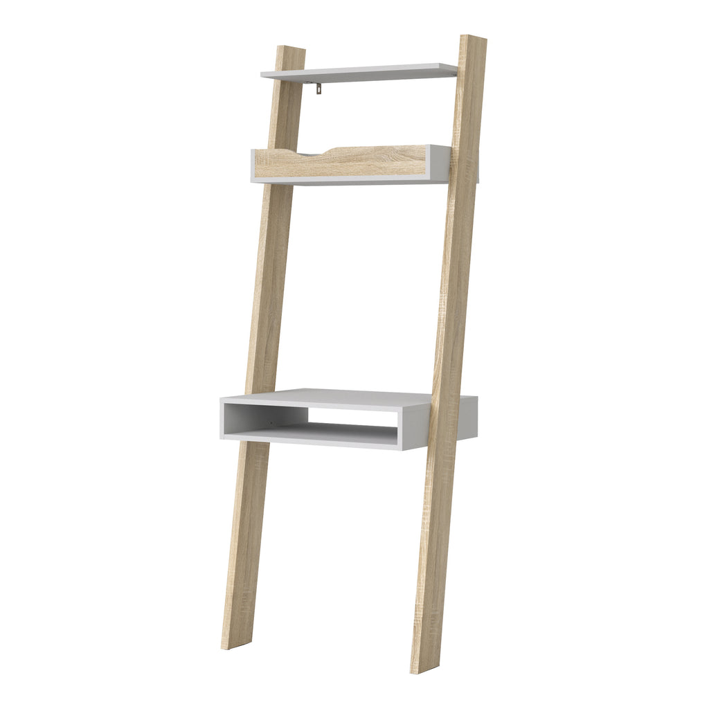 Oakley Leaning Ladder Desk in White and Oak