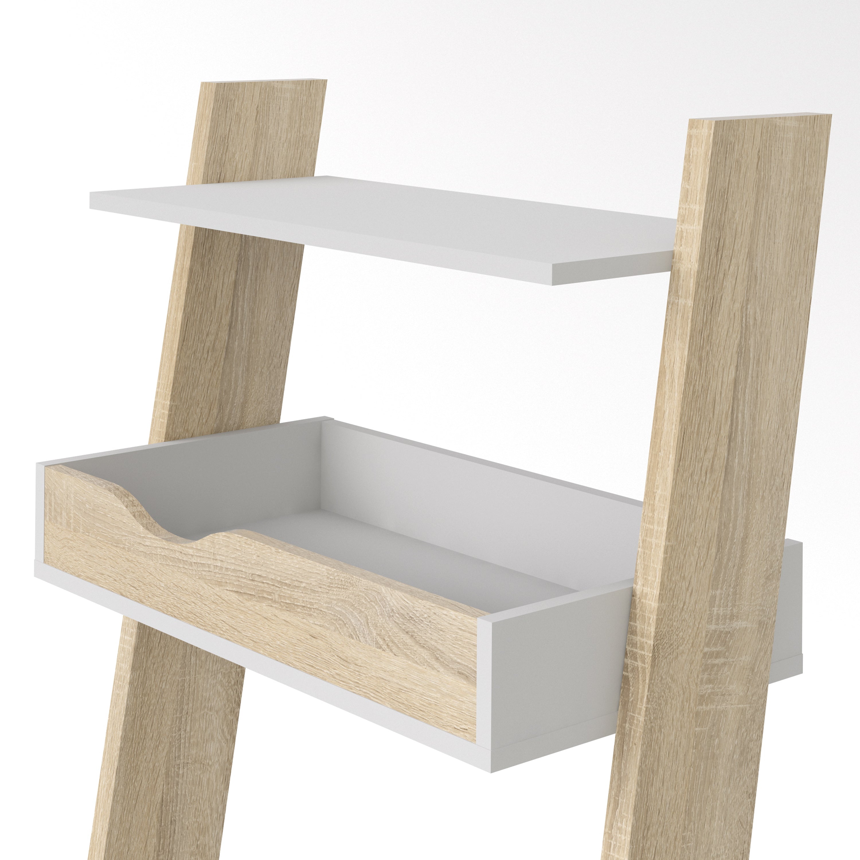 Oakley Leaning Ladder Desk in White and Oak