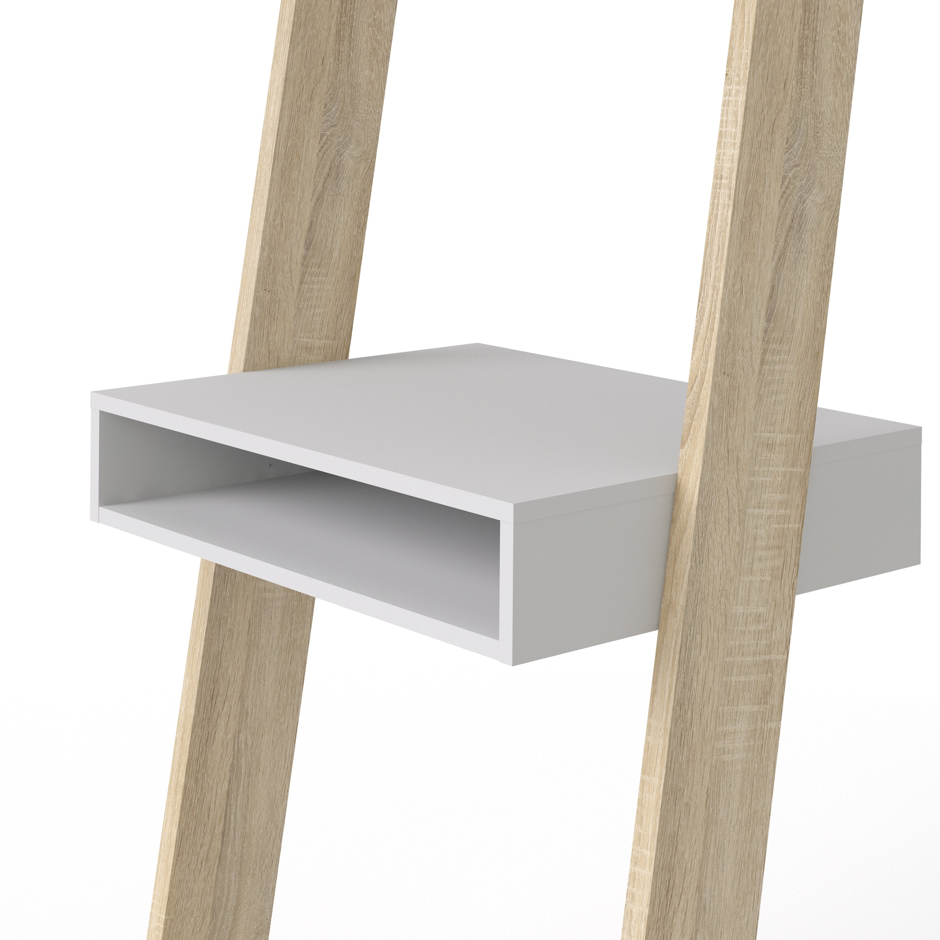 Oakley Leaning Ladder Desk in White and Oak
