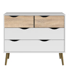 Oakley Chest of 4 Drawers in White and Oak
