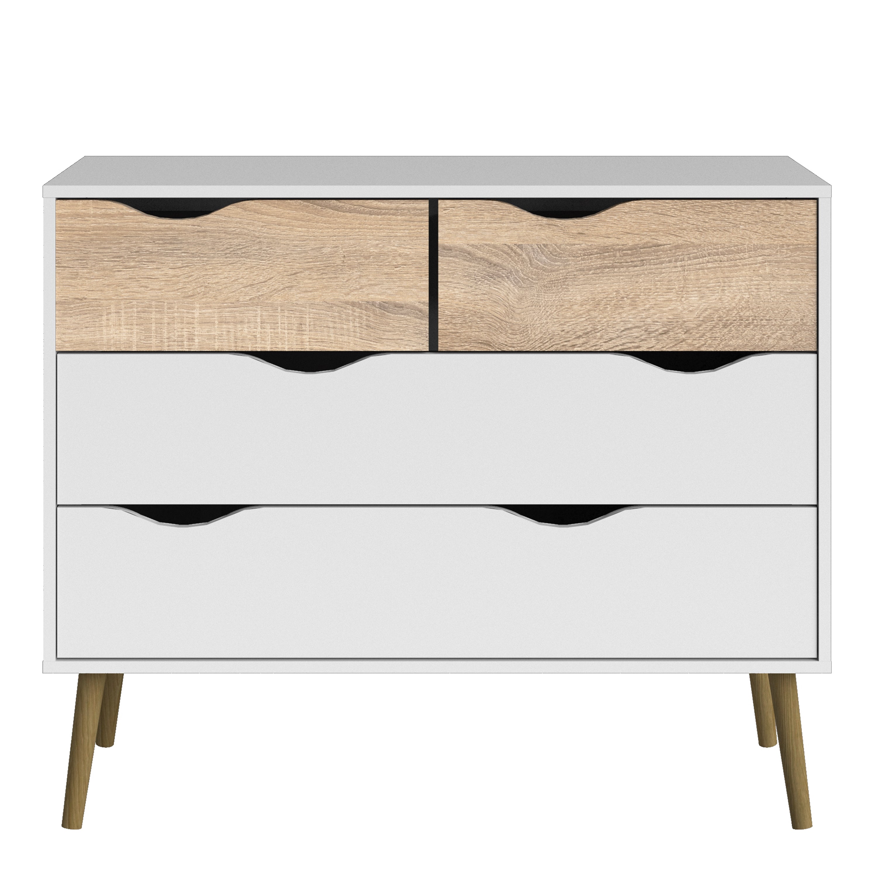 Oakley Chest of 4 Drawers in White and Oak
