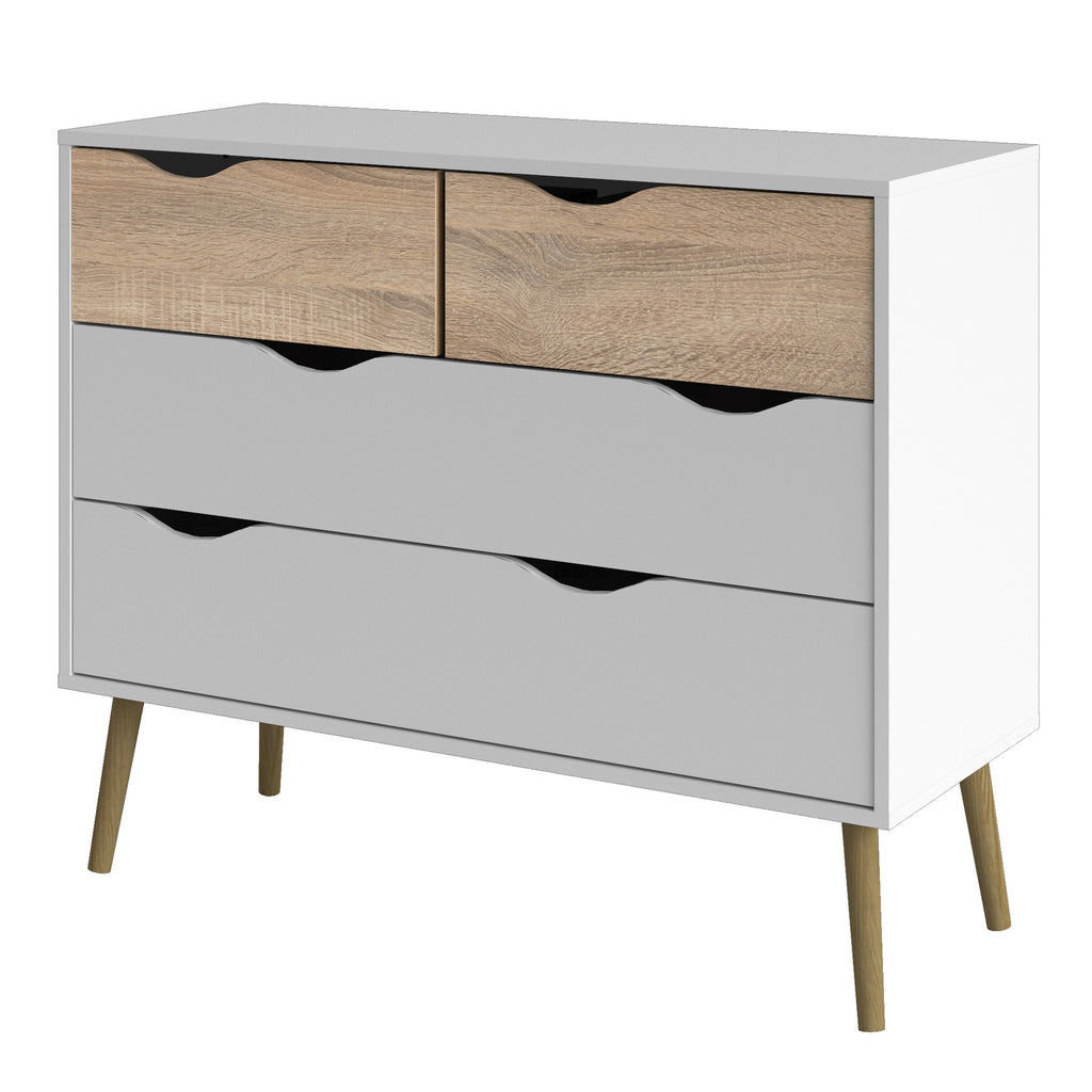 Oakley Chest of 4 Drawers in White and Oak