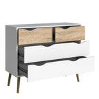 Oakley Chest of 4 Drawers in White and Oak