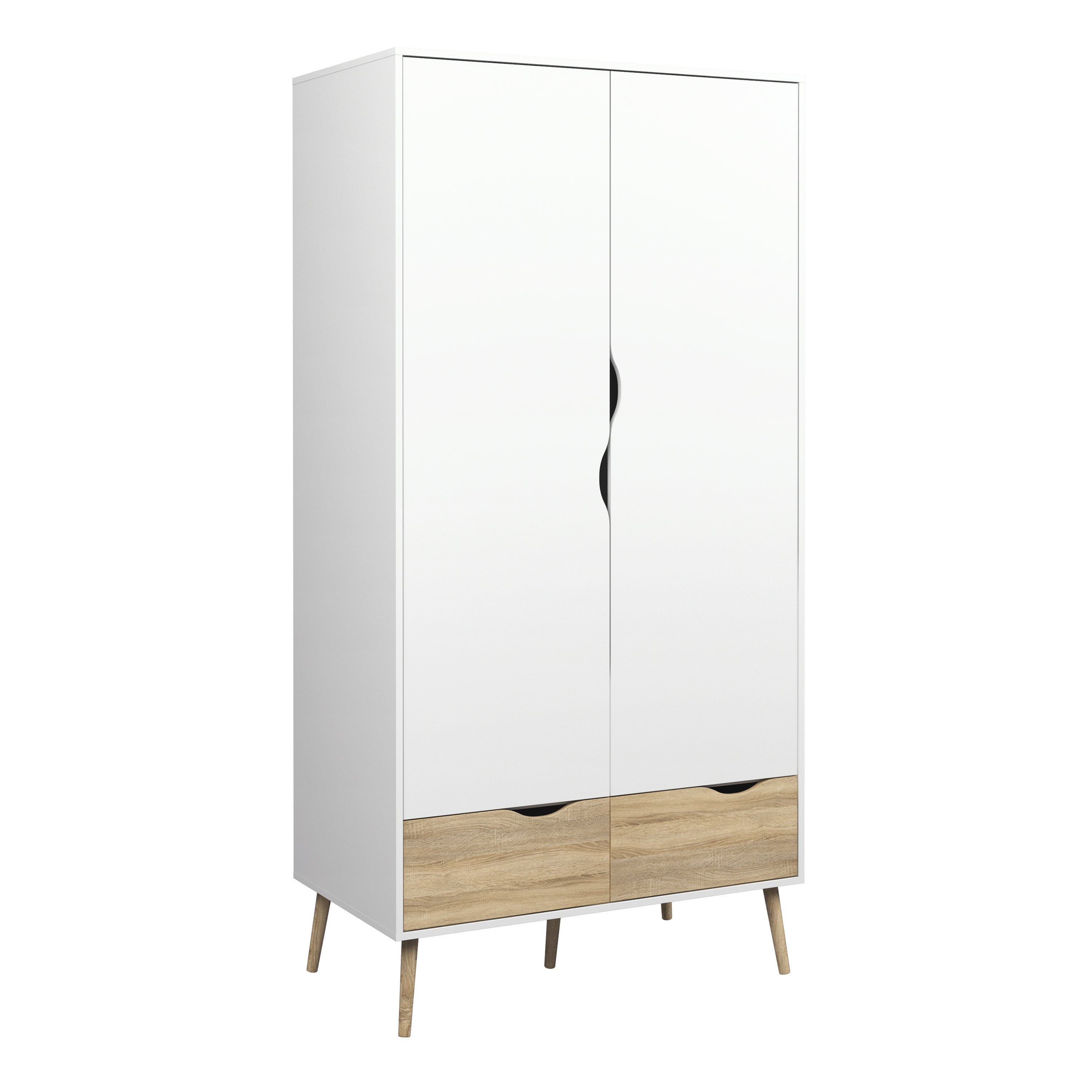 Oakley Wardrobe 2 Doors 2 Drawers in White and Oak